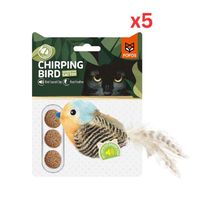 FOFOs Sound Chip Blue Bird With Catnip Balls Cat Toy (Pack Of 5)