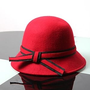 Hat Bucket Hat Women's Wine Khaki Red Party Street Weekend Bow Pure Color Warm Breathable miniinthebox