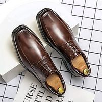 Men's Oxfords Derby Shoes Formal Shoes Dress Shoes Walking Business British Gentleman Wedding Party  Evening PU Lace-up Black Brown Spring Fall Lightinthebox