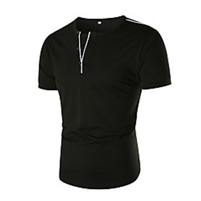 Men's T shirt Solid Color Short Sleeve Daily Tops Simple White Black Light gray miniinthebox