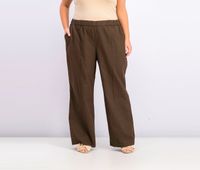 Womens Wide Leg With Flare Pants  Brown - thumbnail
