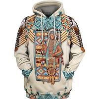 Men's Pullover Hoodie Sweatshirt Khaki Hooded Tribal Graphic Prints Print Daily Sports 3D Print Basic Streetwear Designer Spring   Fall Clothing Apparel Hoodies Sweatshirts  Long Sleeve Lightinthebox - thumbnail