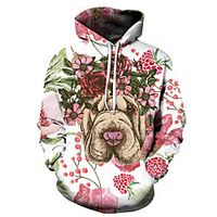 Men's Unisex Pullover Hoodie Sweatshirt Dog Graphic Prints Print Casual Daily Holiday 3D Print Basic Designer Hoodies Sweatshirts  Blue Red Blushing Pink Lightinthebox - thumbnail