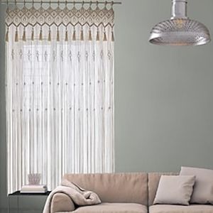 Boho Curtains Natural Blended Curtain Panels for Living Room/Light Reducing Linen Sheer Curtain Panels Set Nickel Grommet Window Panels, Natural miniinthebox