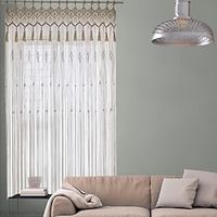 Boho Curtains Natural Blended Curtain Panels for Living Room/Light Reducing Linen Sheer Curtain Panels Set Nickel Grommet Window Panels, Natural miniinthebox - thumbnail
