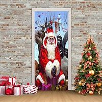 Christmas 3D Stickers Waterproof Door Stickers Xmas Door Mural Peel Self Adhesive Wallpaper PVC Sticker Removable Wall Decal for Home Office Decoration Lightinthebox - thumbnail