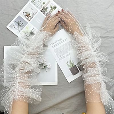 Tulle Elbow Length Glove Stylish / Sweet Style With Wave point Wedding / Party Glove miniinthebox