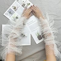 Tulle Elbow Length Glove Stylish  Sweet Style With Wave point Wedding  Party Glove Lightinthebox - thumbnail