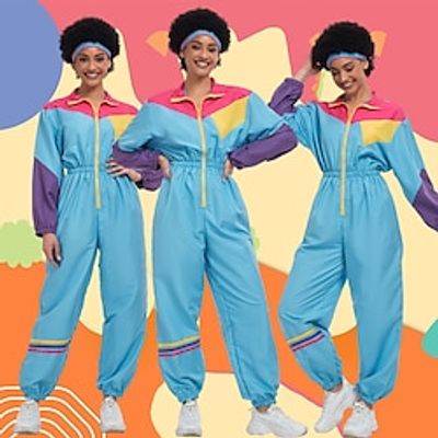 80s Workout Outfits Jumpsuits Retro  Vintage 1980s Disco Masquerade Cosplay Women's Cosplay Costume Halloween miniinthebox
