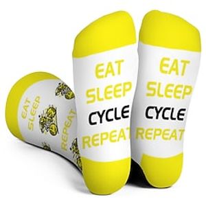 Socks Compression Socks Cycling Socks Athletic Socks Men's Women's Bike / Cycling Breathable Anatomic Design Wearable 1 Pair Graphic Cotton Yellow S M L / Stretchy / Lightweight miniinthebox