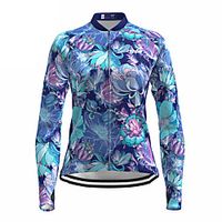 21Grams Women's Long Sleeve Cycling Jersey Summer Spandex Blue Floral Botanical Bike Top Mountain Bike MTB Road Bike Cycling Quick Dry Moisture Wicking Sports Clothing Apparel / Stretchy miniinthebox - thumbnail