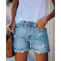 Women's Jeans Shorts Denim Blue Fashion Casual Vacation Casual Daily Cut Out Micro-elastic Short Comfort Plain S M L XL 2XL Lightinthebox - thumbnail