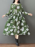 Vintage Floral Print Women Dresses