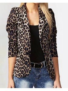 Temperament Commuter Leopard Print Cropped Suit