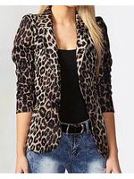 Temperament Commuter Leopard Print Cropped Suit - thumbnail