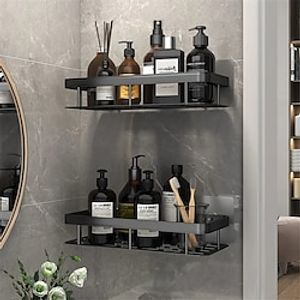 1pc Bathroom Shelf Kitchen Storage Organizer Aluminum Alloy Shampoo Rack Shower Shelf Bathroom Accessories No Drill Shelf Lightinthebox