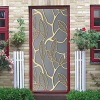 Gray Gold Leaf Peel and Stick Door Wallpaper Self-Adhesive Door Decal Removable PVC Waterproof Bathroom Glass Door Bedroom Living Room Door Wall Decor 30.3 inches wide 78.7 inches high Lightinthebox - thumbnail