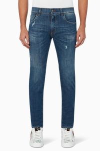 Mid-Wash Denim Slim Jeans