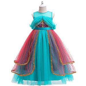 Fairytale Princess Jasmine Dress Party Costume Flower Girl Dress Girls' Movie Cosplay Cosplay Costume Party Green Dress Christmas Halloween Children's Day Polyester miniinthebox