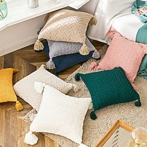 Knitted Waist Pillow, Four Corner Tassel Sofa, Pillow Cover, Bedroom Cushion, Pillow, Bed miniinthebox