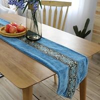 European luxury table flag dining mat retro nostalgic thickened blue flannelette embroidery heat insulation model room decoration Lightinthebox - thumbnail