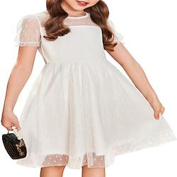 Girls Dress Contrast Mesh Puffy Short Sleeve A Line Casual Party Dress 3-12 Years Lightinthebox