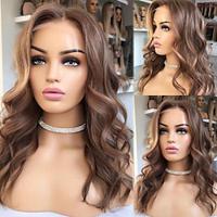 Unprocessed Virgin Hair 13x4 Lace Front Wig Free Part Brazilian Hair Wavy Light Brown Wig 130% 150% Density with Baby Hair Glueless Pre-Plucked For Women Medium Length Human Hair Lace Wig Lightinthebox