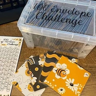 100 Envelope Challenge Box Set,Budget Challenge Planner with Cash Envelopes and Tracking,Money Envelopes For Cash Saving,Ideal for the Money-Savvy Individuals Lightinthebox