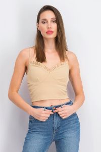 Womens Sweetheart Neck Top  Khaki
