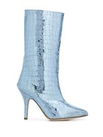 Paris Texas metallic crocodile effect boots - Blue - thumbnail
