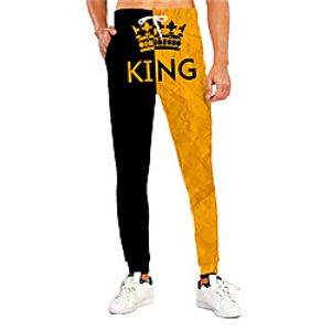 Men's Casual Athleisure Outdoor Sports Daily Sports Pants Sweatpants Trousers Pants Graphic Prints Letter Full Length Print Yellow Lightinthebox