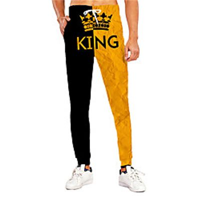 Men's Casual Athleisure Outdoor Sports Daily Sports Pants Sweatpants Trousers Pants Graphic Prints Letter Full Length Print Yellow Lightinthebox