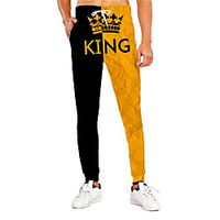 Men's Casual Athleisure Outdoor Sports Daily Sports Pants Sweatpants Trousers Pants Graphic Prints Letter Full Length Print Yellow Lightinthebox - thumbnail