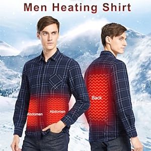 Men's Heated Business Shirts Warm USB Infrared Heated Plaid Shirts Camisa Social Korean Clothes miniinthebox