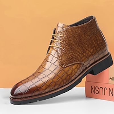 Men's Boots Retro Dress Shoes Walking Casual Daily Leather Comfortable Booties / Ankle Boots Lace-up Black Yellow Brown Spring Fall miniinthebox