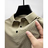 Men's Golf Shirt Golf Polo Work Casual Lapel Short Sleeve Basic Modern Plain Button Spring Summer Regular Fit Black Navy Blue Blue Khaki Gray Golf Shirt Lightinthebox