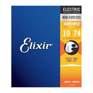 Elixir Electric Nickel Plated 8 Steel Guitar Strings with Nanoweb - Light .010 - .074