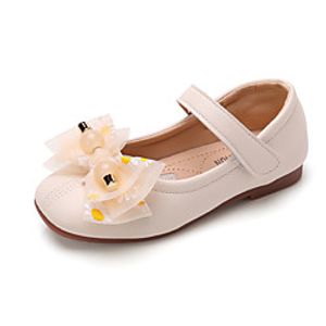 Girls' Flats Comfort Mary Jane Flower Girl Shoes Leather Dress Shoes Little Kids(4-7ys) Big Kids(7years ) Daily Party  Evening Bowknot Buckle Pink Beige Fall Spring / Rubber miniinthebox