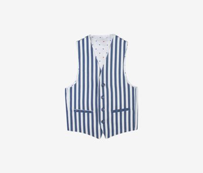 Kids Boys Faux Pocket Stripes Vest Blue/White Kids Boys Faux Pocket Stripes Vest Blue/White