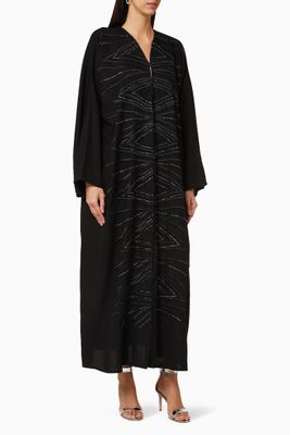 Chevron Embroidered Crepe Abaya Chevron Embroidered Crepe Abaya