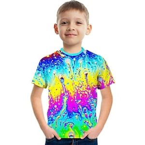 Rainbow Colorful Multi-ink Kids Short Sleeve T-shirt Fashion 3d Printed Colorful Shirts For Boys And Girls Lightinthebox