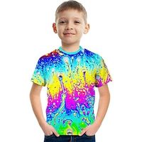 Rainbow Colorful Multi-ink Kids Short Sleeve T-shirt Fashion 3d Printed Colorful Shirts For Boys And Girls Lightinthebox - thumbnail