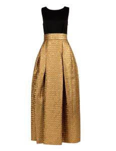 Sleeveless Gold Jacquard Long Dress