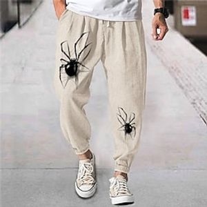 Men's Joggers Trousers Beach Pants Drawstring Elastic Waist 3D Print Spider Graphic Prints Comfort Breathable Sports Outdoor Casual Daily Streetwear Designer Green Brown Micro-elastic  Elasticity Lightinthebox