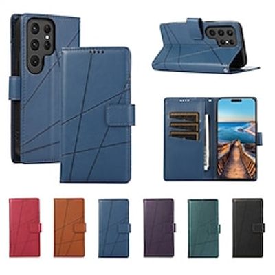 Phone Case For Samsung Galaxy S23 S22 S21 S20 Ultra Plus FE A54 A34 A14 A73 A53 A33 A23 A13 A53 A33 A23 A13 Wallet Case with Stand Holder Magnetic with Wrist Strap Retro TPU PU Leather miniinthebox