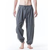 Men's Joggers Tapered pants Baggy Casual Pants Elastic Drawstring Design Elastic Cuff Stripe Windproof Breathable Full Length Casual Daily Trousers Loose Loose Fit Light Grey Micro-elastic miniinthebox - thumbnail