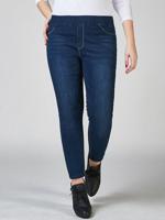 Elastic Waist Pocket Denim Blue Jeans - thumbnail