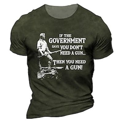 Men's T shirt Tee Graphic Tee Slogan T Shirts Letter Graphic Prints Crew Neck Black Army Green Navy Blue Dark Gray 3D Print Outdoor Street Short Sleeve Print Clothing Apparel Vintage Sports Designer miniinthebox