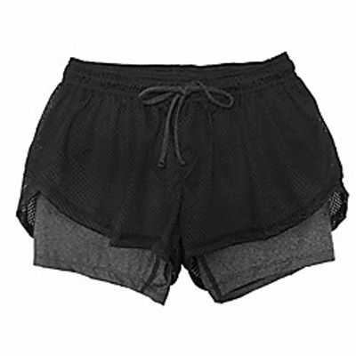 kaicran women's drawstring elastic waist sports shorts 2019 newest double layer quick dry comfy lightweight bottom trunks (m, gray) Lightinthebox