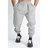 Men's Track Pants Sporty Bottoms Sportswear Activewear Light Grey Black Lightinthebox - thumbnail